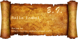 Balla Izabel névjegykártya